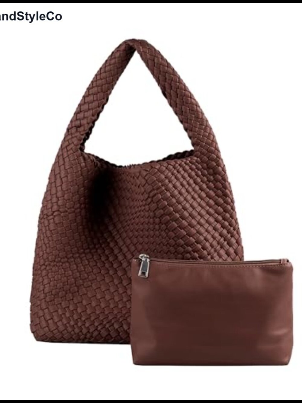 Hand Woven Vegan Leather Tote Bag with Purse Women Shoulder Handbag